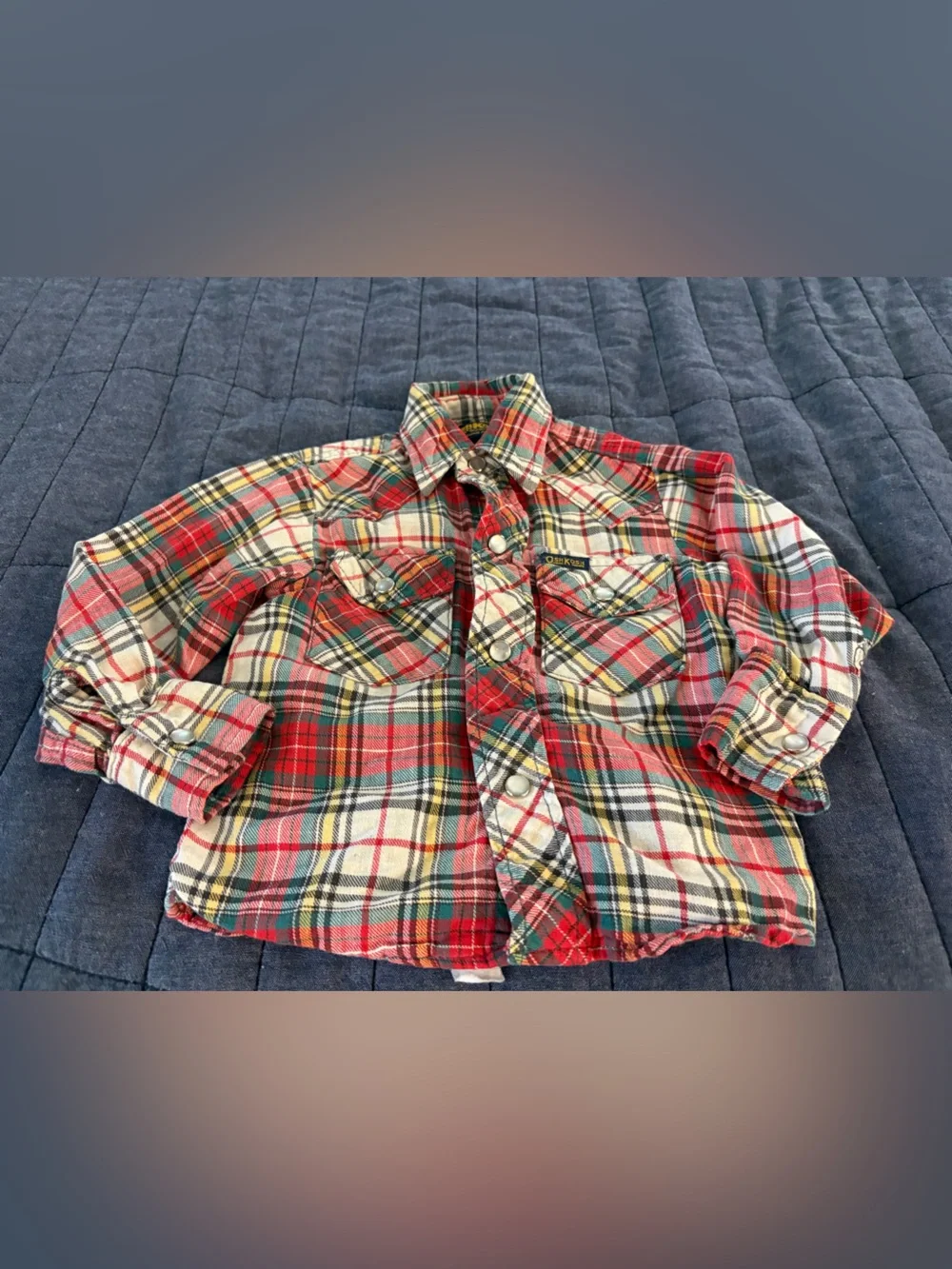 OshKosh B'gosh VTG Fall Holiday Plaid Western Pearl Snap Button-Down Shirt, 2